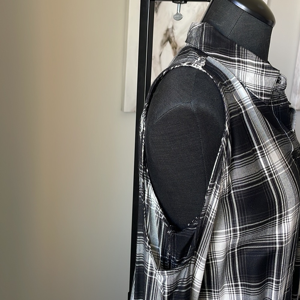 Cold Shoulder Button Down Top - image 2